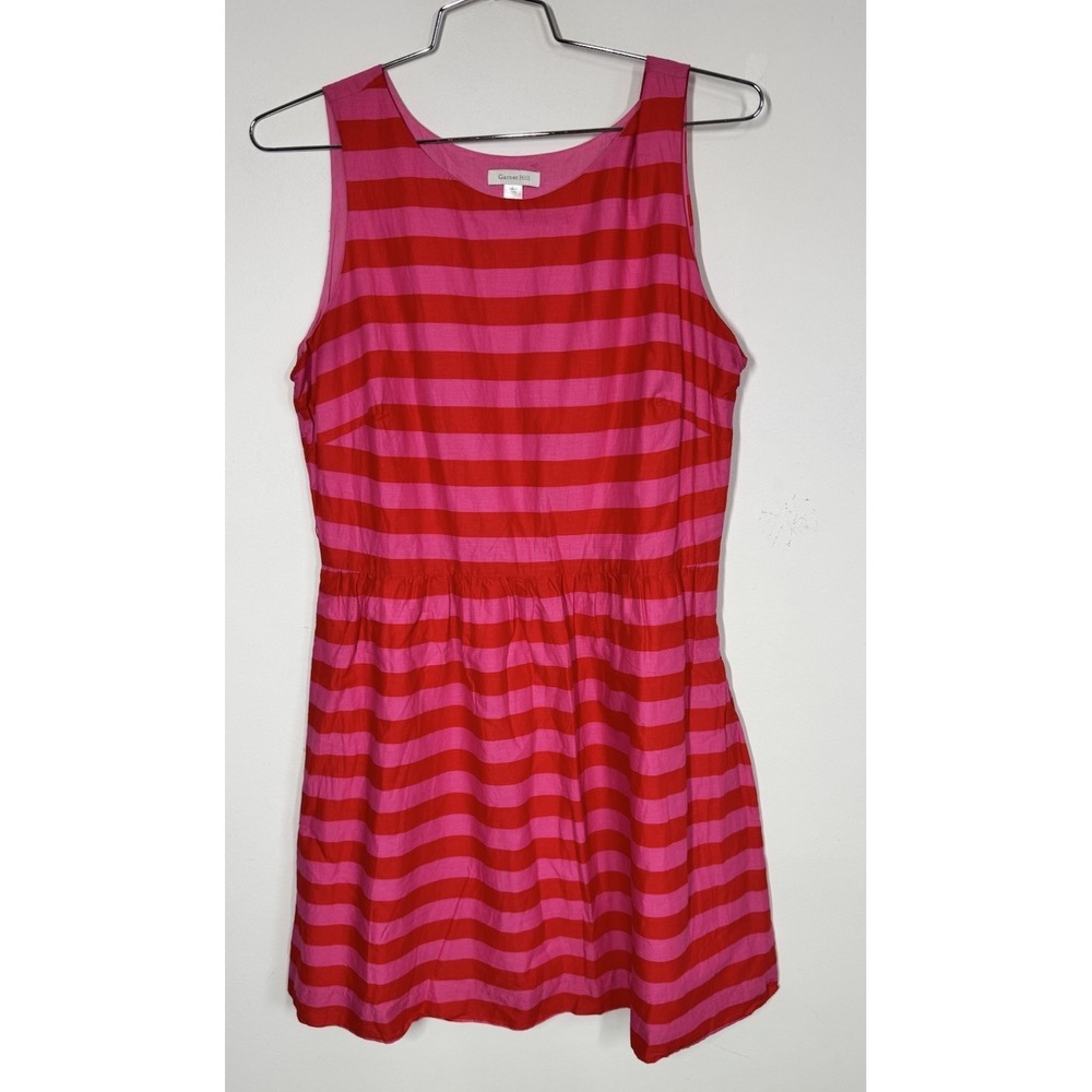 Garnet Hill Vibrant Stripe Crisp Cotton Sleeveless Fit & Flare‎ Spring Dress 14